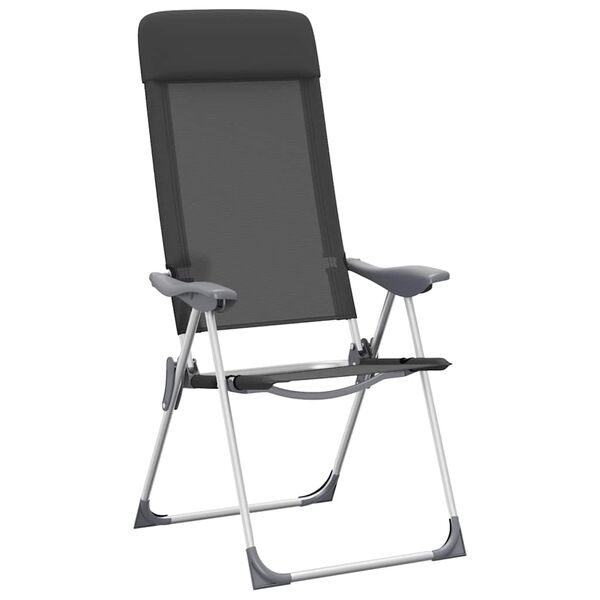 vidaXL Campingstoelen inklapbaar aluminium zwart 2 st