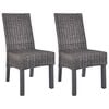 vidaXL Eetkamerstoelen 2 st kubu rattan en mahoniehout bruin