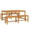 vidaXL Tuin eettafelset 3 st Bruin 150 x 90 x 74 cm Massief Acaciahout