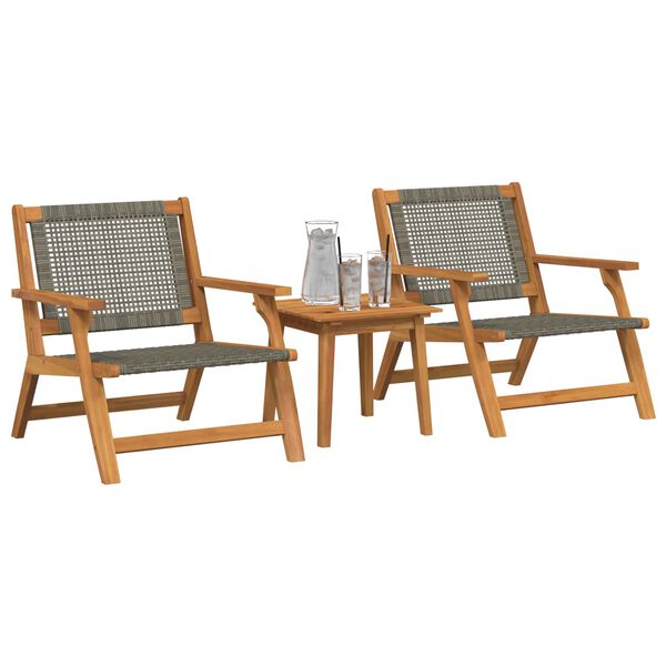 vidaXL Tuinstoelen met Tafel 3 pcs Grijs 45 x 45 x 40 cm
