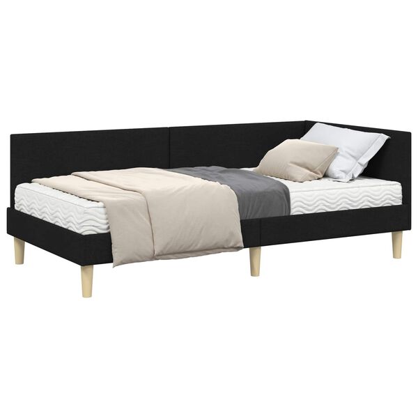 vidaXL Hoekbedframe met Matras Anders met hoofdeinde 2 pcs Groen Stof