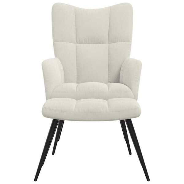 vidaXL Relaxstoel met voetenbank fluweel crèmewit