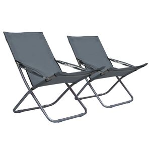 vidaXL Opklapbare stoelen, 2 stuks, stof, grijs