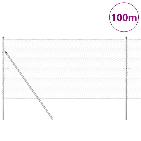 vidaXL Afrasteringspaal Zilver 100 x 1,4 m (36 mm gaas) Staal