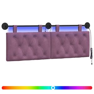 vidaXL Hangend hoofdbord Met LED-verlichting Paars Fluweel