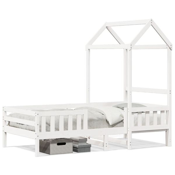 vidaXL Bedframe met huisje massief grenenhout wit 75x190 cm