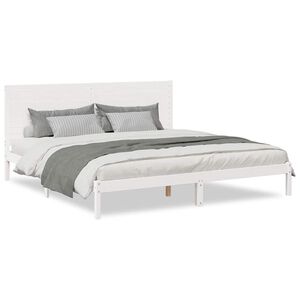 vidaXL Bedframe extra lang zonder matras massief hout wit 200x220 cm