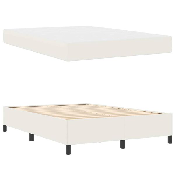 vidaXL Bedframe met matras Cr&egrave;me 140 x 200 cm Stof