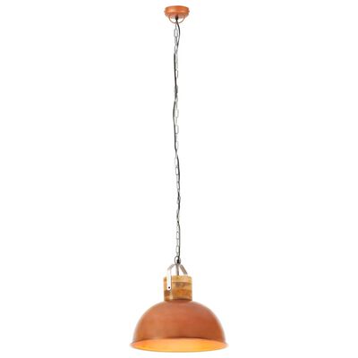 vidaXL Hanglamp industrieel rond E27 42 cm mangohout koperkleurig