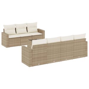 vidaXL 8-delige Loungeset met kussens poly rattan beige
