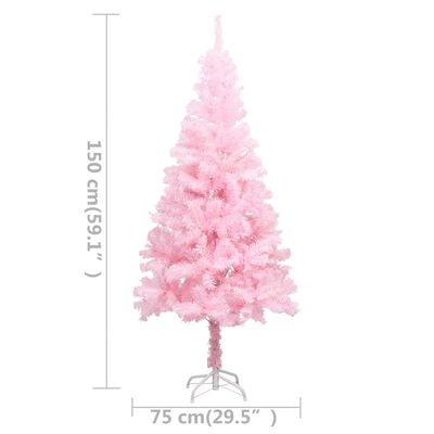 vidaXL Kunstkerstboom met verlichting en kerstballen 150 cm PVC roze