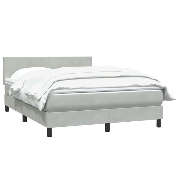 vidaXL Boxspring met matras fluweel lichtgrijs 160x210 cm