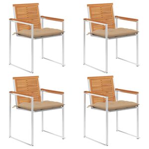 vidaXL Tuinstoelen 4 st met kussens massief acaciahout