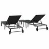 vidaXL Ligstoel met kussen 2-persoon 3 pcs Zwart poly rattan