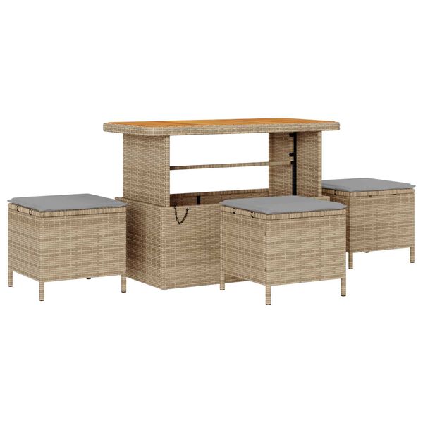 vidaXL Tuinbankenset met kussen 9 pcs Beige poly rattan