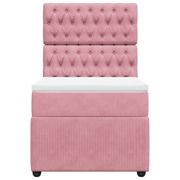 vidaXL Boxspring met matras fluweel roze 90x190 cm