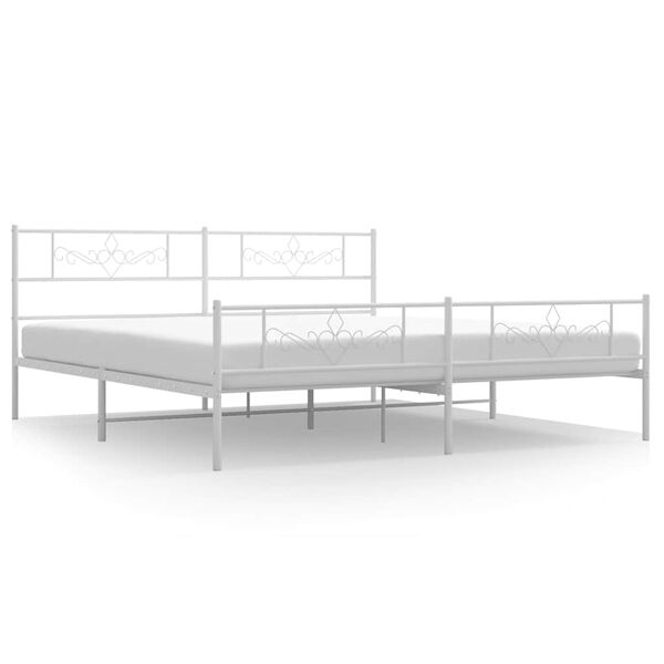 vidaXL Bedframe met hoofd- en voeteneinde metaal wit 193x203 cm