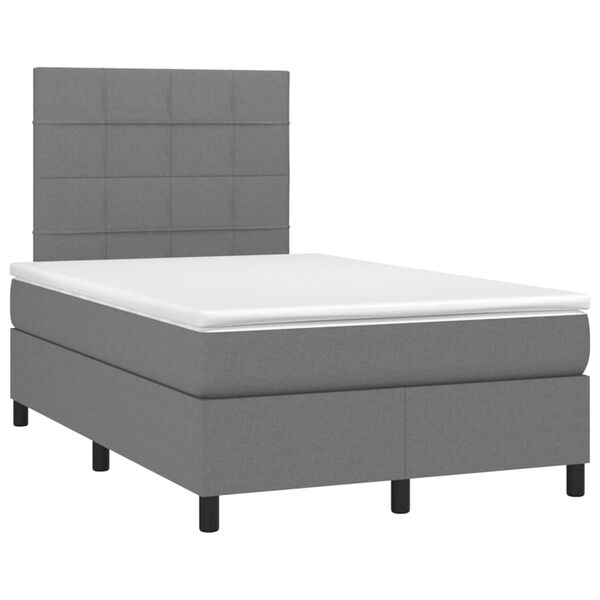 vidaXL Boxspring met matras en LED stof donkergrijs 120x200 cm