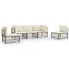 vidaXL 5-delige Loungeset met kussens poly rattan antracietkleurig