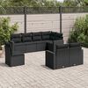 vidaXL 8-delige Loungeset met kussens poly rattan zwart