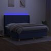 vidaXL Boxspring met matras en LED stof blauw 160x200 cm