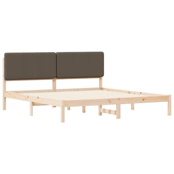 vidaXL Bedframe met Gevoerd Hoofdgedeelte Taupe 200 x 200 cm