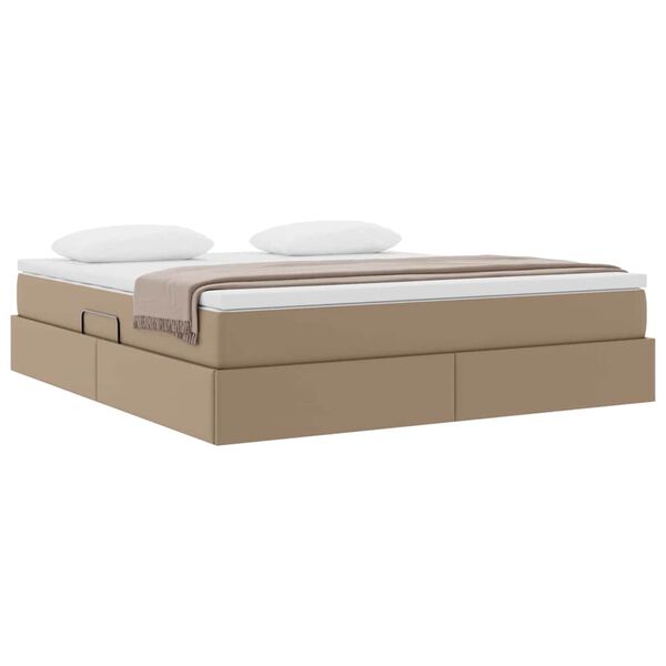 vidaXL Opslag bed met matras Cappuccino 180 x 200 cm Nep Leer