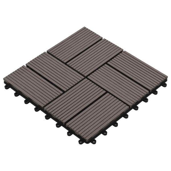 vidaXL Terras Tegel 11 pcs Donkerbruin 30 x 30 cm WPC