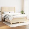 vidaXL Boxspring met matras stof cr&egrave;mekleurig 140x190 cm