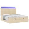 vidaXL Ottoman bed met matrassen en LED's 180x200cm stof cr&egrave;mekleurig
