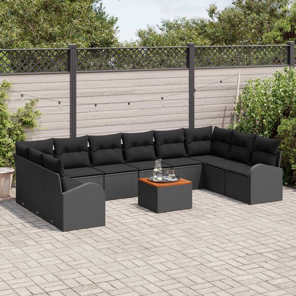 vidaXL Tuin Sofa Set 11 pcs Zwart