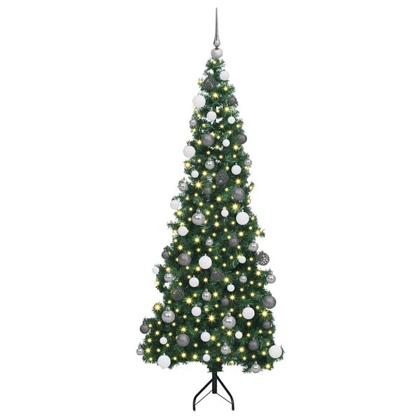 vidaXL Hoek Kunstkerstboom met 300 LED Groen 180 cm PVC en Metaal
