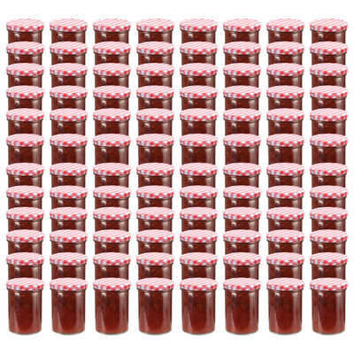 vidaXL Jampotten met wit met rode deksels 96 st 400 ml glas