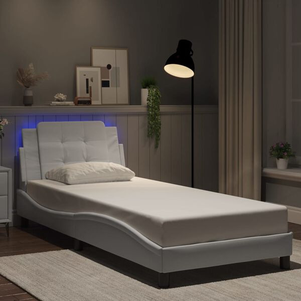 vidaXL Bedframe met LED zonder matras "Zadar" wit 100x203 cm