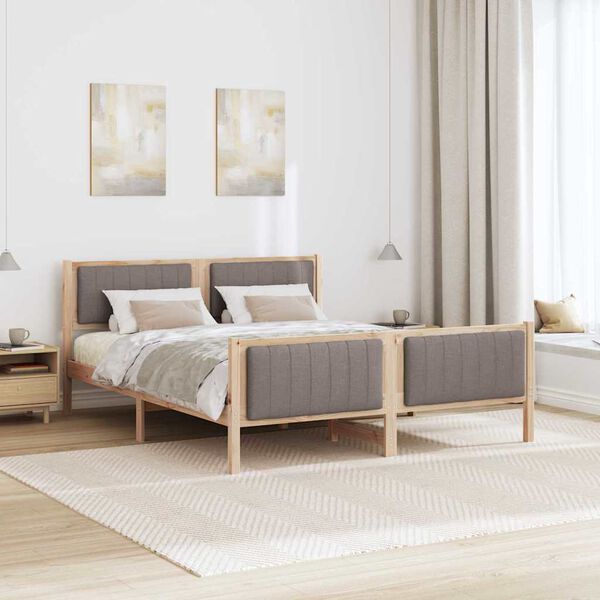 vidaXL Bedframe Bruin en taupe 160 x 200 cm Massief grenenhout