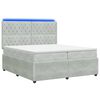 vidaXL LED Boxspring Bed met Matras Lichtgrijs 200 x 200 cm Fluweel