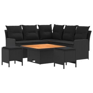 vidaXL Meubelsets 6 st Zwart PE Rattan