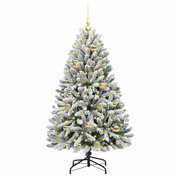 vidaXL Kunstkerstboom met 150 LED Groen en Wit 120 cm PVC en Metaal