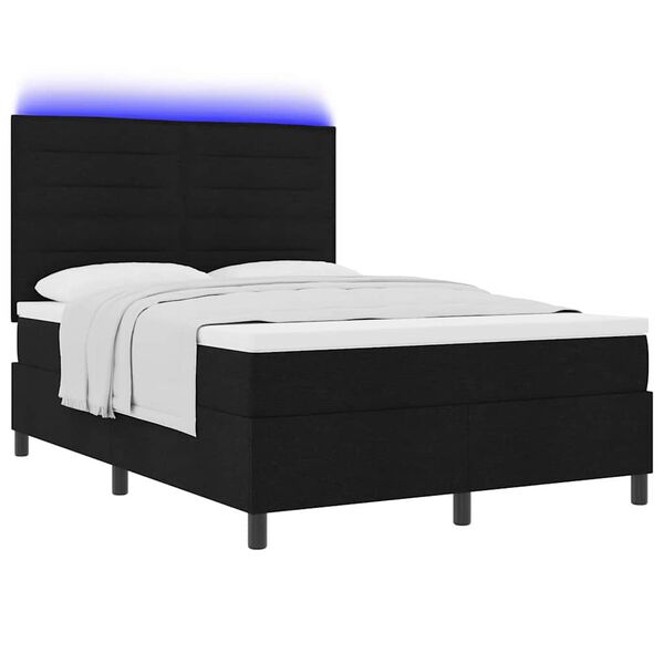 vidaXL Boxspring bed met matras met LED Zwart 160 x 200 cm Stof