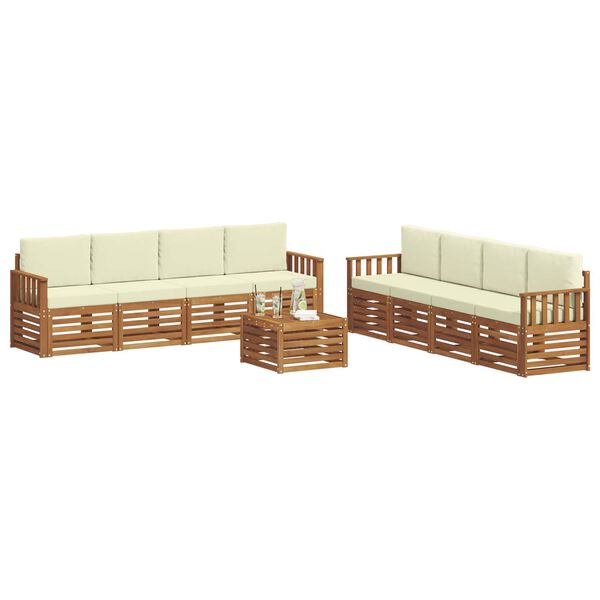vidaXL Sofa-Sets 9 pcs Natuurlijk en Cr&egrave;me Massief Acaciahout