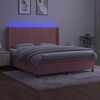 vidaXL Boxspring met matras en LED fluweel roze 160x200 cm