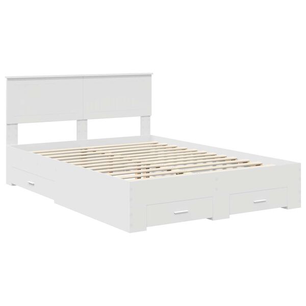 vidaXL Bedframe met hoofdeinde met lade Wit 140 x 200 cm Bewerkt hout