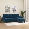 vidaXL Driezitsbank met voetenbank 180 cm fluweel blauw
