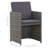 vidaXL 17-delige Tuinset met kussens poly rattan grijs