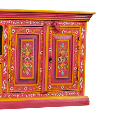 vidaXL Tv-meubel handgeschilderd massief mangohout roze
