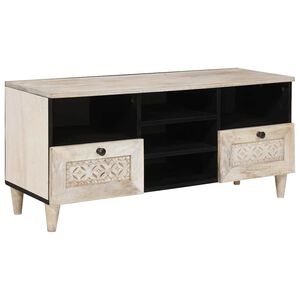 vidaXL TV-kast Bleached Wit 100 x 33 x 46 cm Massief Mango Hout