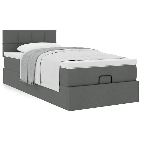vidaXL Ottoman bed met matras 100x200cm stof donkergrijs