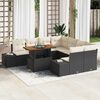 vidaXL Tuin Sofa Set met opslag 9 pcs Zwart Poly riet