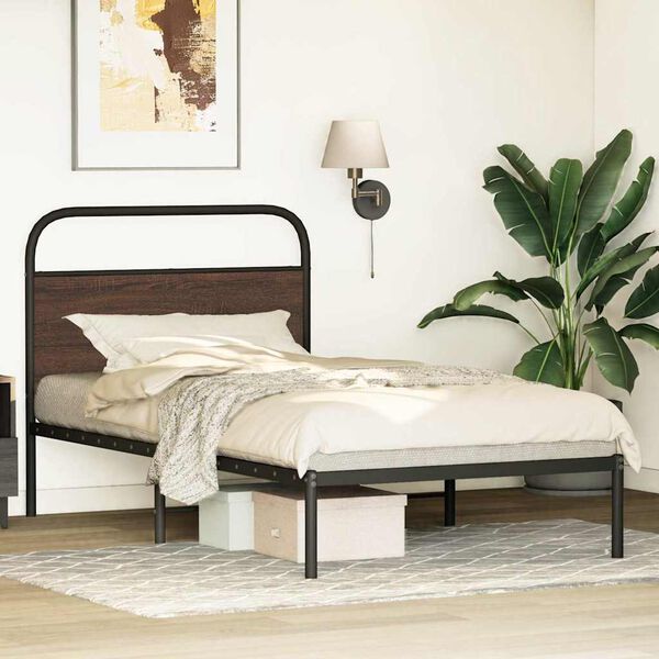 vidaXL Bedframe zonder matras bewerkt hout bruin eikenkleur 100x190 cm