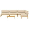 vidaXL Bankstel met kussen Effen 5 pcs Beige Massief Acaciahout